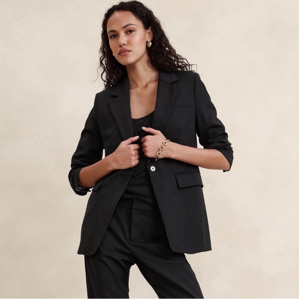 NWT! Banana Republic Black Siena Italian Wool Blazer - Multiple Sizes 🩷 #444943 - Picture 7 of 16